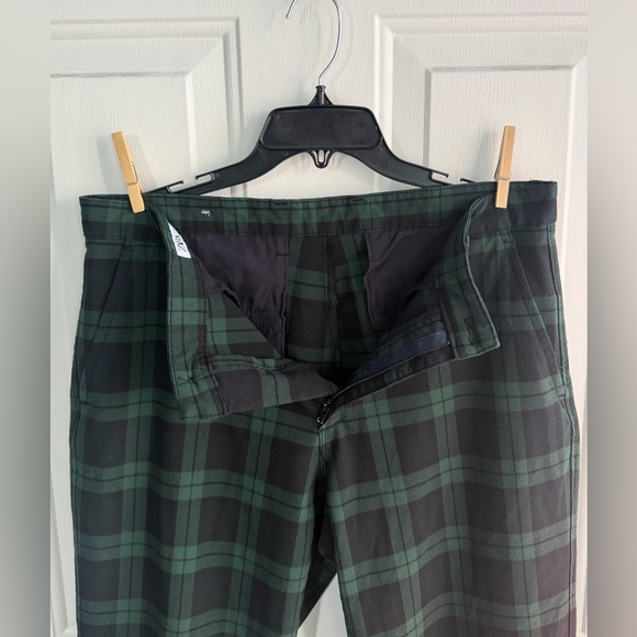 ZARA Men’s Pants Tartan Plaid Slim Chino Green Black Size 32 - Picture 5 of 12